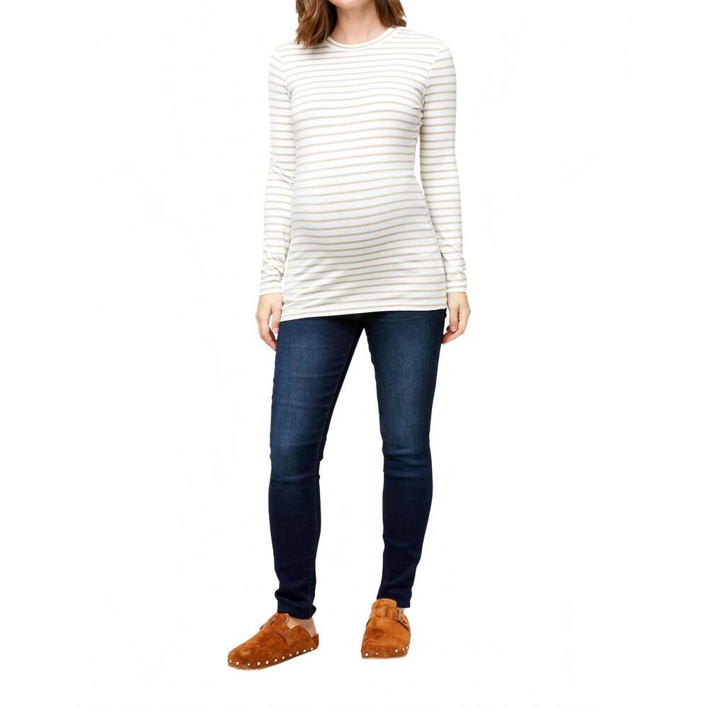 NEW NOM MATERNITY liv long sleeve tee in oatmeal stripe